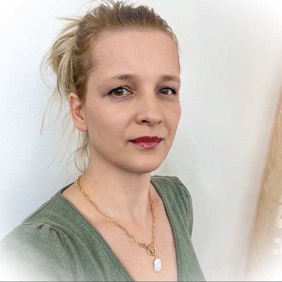 💕Stunning Marcel Louis Vintage Link Necklace with lush Pearlescent Pendant💕 - Picture 1 of 11